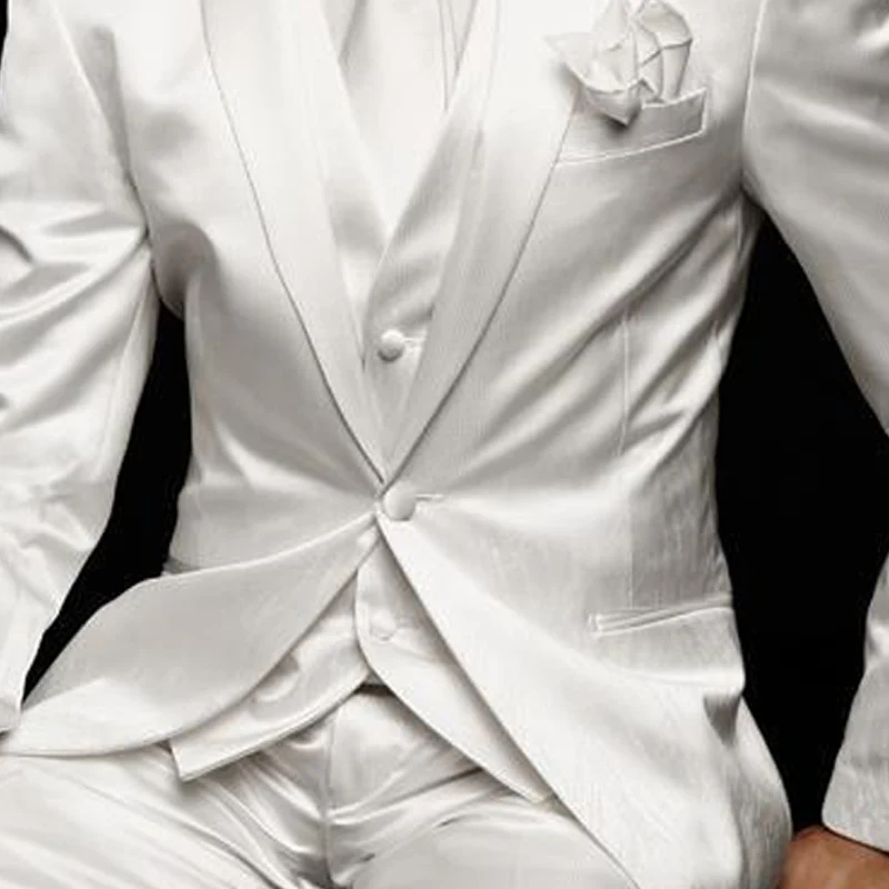 Trois Smokings Gilet Costumes Commande veste A Sur Hommes Faite Blanc Beau Business De Revers Party Mariage Marié Un Pantalon 2018 Sommet Pièces Atteint SHgSqrBF