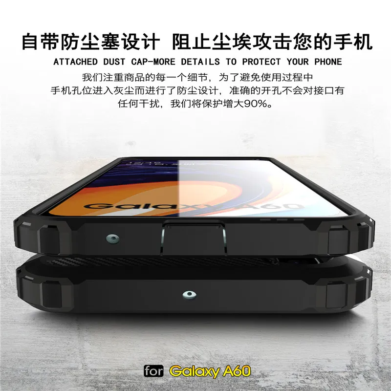 For Samsung Galaxy A60 Case Shockproof Armor Soft Silicone Rubber Hard PC Case For Samsung Galaxy A60 Back Cover For Samsung A60