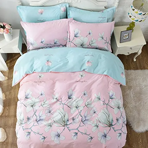 

WINLIFE Fresh Pastoral Flowers Fitted Sheet Cotton Skin Friendly Bedding Sets