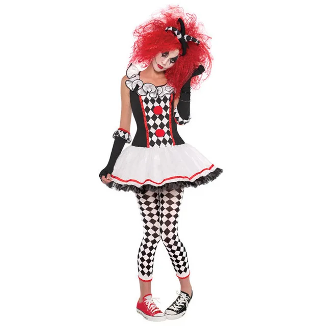 

S-XXL New Harley Quinn Honey Teens Joker Clown Circus Horror Costume Halloween Ghosts Cosplay Fancy Dress Adult Women