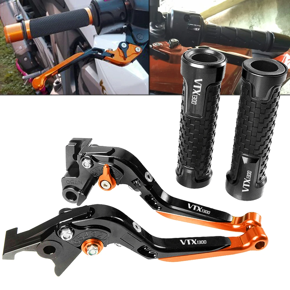 

For Honda VTX1300 VTX 1300 2003-2008 2004 2005 2006 Motorcycles CNC Aluminum Pivot Brake Clutch Levers Handle bar Hand Grips set