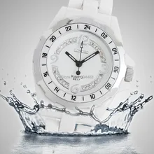 Luxe Blanc En Céramique Résistant À L’eau En Céramique de Sport Femmes Montre-Bracelet, Livraison Gratuite Top Qualité Strass Dame montre 8677