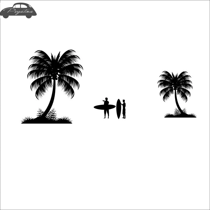 Pegatina Beach Coconut Tree Bird Surf Sticker Surfing Car Decal  Posters Vinyl Wall Boat Yacht Decor Mural Sticker