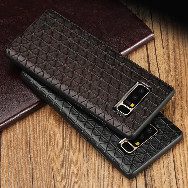 

Phone case For Samsung Galaxy S20 Ultra S7 S8 S9 S10 S10e Note 8 9 10 Plus A20 A30 A40 A50 A70 Triangle texture Leather cover