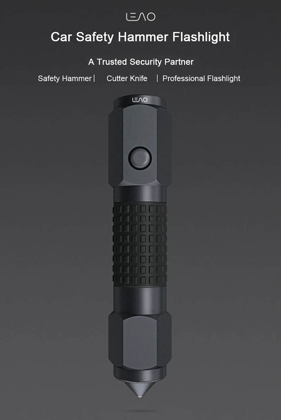 Xiaomi LEAO CREE XP - E2 Powerful LED Flash Light Car Safety Hammer Waterproof Diving Flash Light (7) 