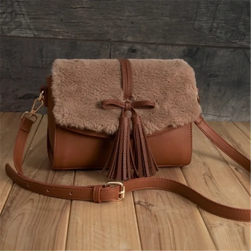 

new plush Korean winter plush pocket wild simple shoulder bag fashion Messenger bag handbag bag