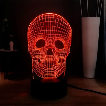

Acrylic Amazing Design new 3D Terrorist Skull 7 Color Change LED RGB Illusion Mood Atmosphere Light April Fools' Day Kids Gift
