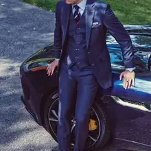 Модный мужской костюм Homme Новое поступление лацкан с тупым углом; два Buttons5Pieces(пиджак+ брюки+ жилет+ галстук+ платок) мужской костюм