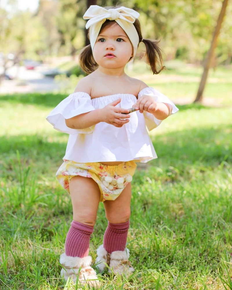 PUDCOCO/короткие футболки принцессы с оборками и открытыми плечами для новорожденных девочек; летний повседневный костюм