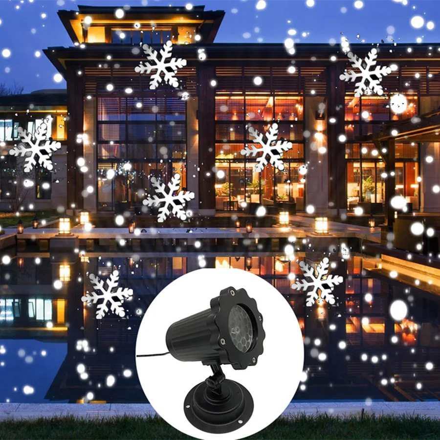 

New Christmas Snowflake Laser Light Snowfall Projector IP65 Moving Snow Outdoor Garden Laser Projector Lamp For New Year Party