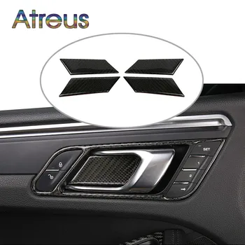 

Atreus 4pcs Carbon Fiber Door Handle Bowl Trim Cover Stickers For Porsche Macan 2015 2016 2017 2018 Car styling Accessories