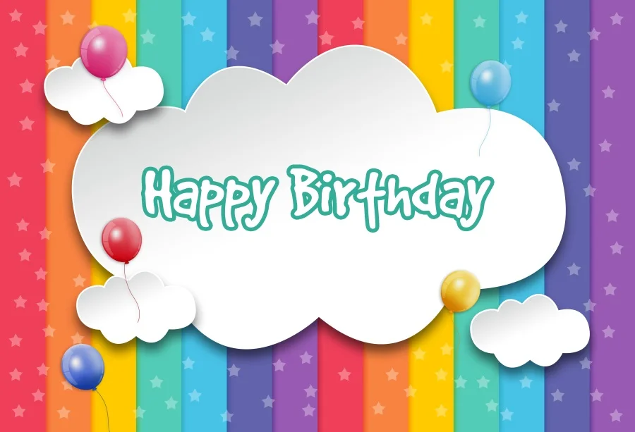 

Laeacco Colorful Stripes Clouds Balloons Star Baby Birthday Party Photography Background Customized Backdrop For Photo Studio