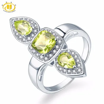 

Hutang Wedding Rings Natural Peridot and Similar Diamond 925 Sterling Silver Ring Brand Fine Fashion Gemstone Jewelry for Gift