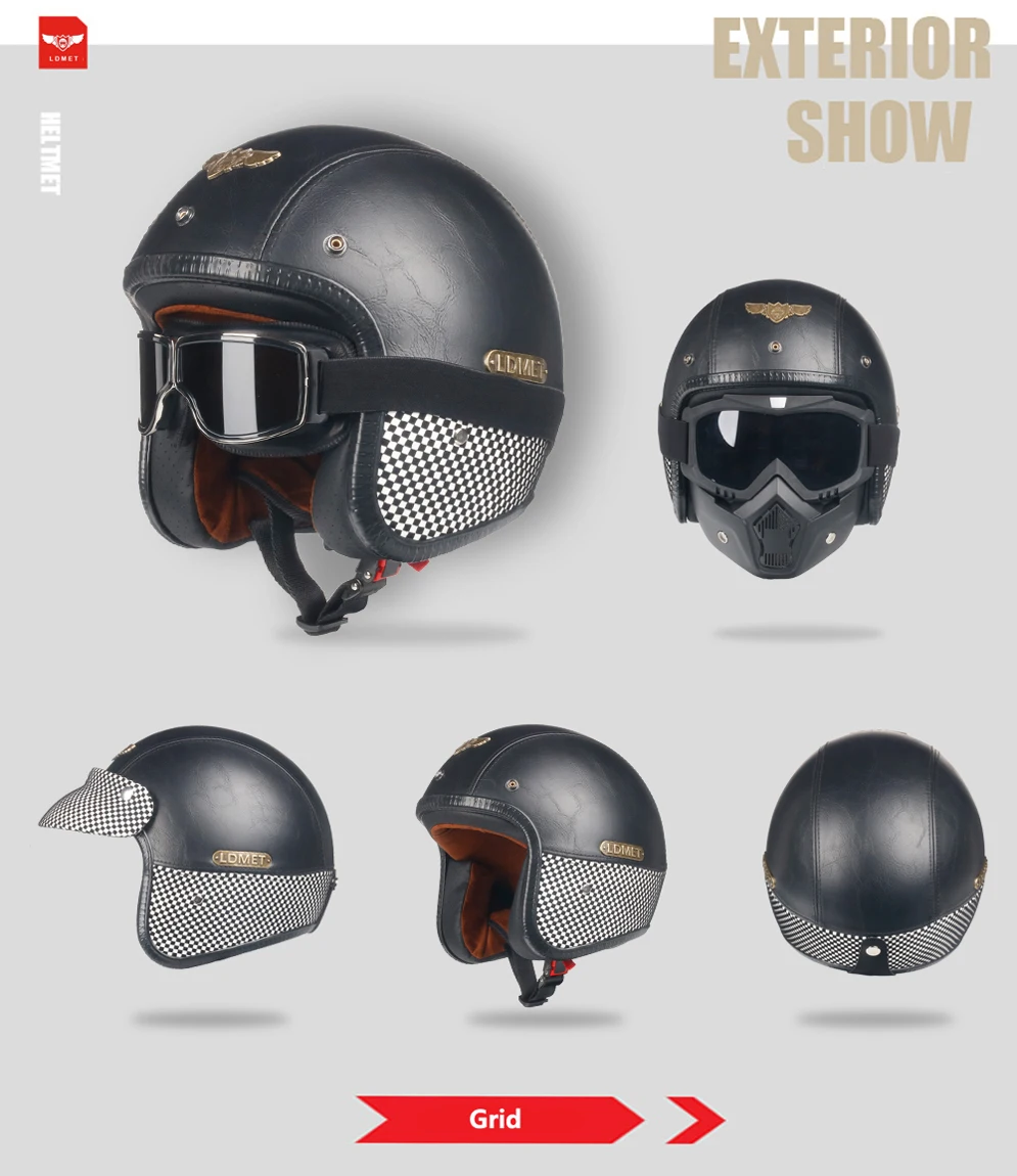 Кожа PU casco moto Винтаж moto rcycle шлем capacetes de moto ciclista панк кафе гонщик открытый лицо Камуфляж