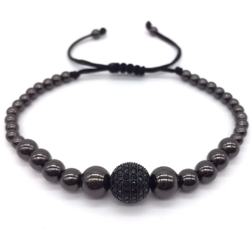 NAIQUBE New Charm Ball Bracelets& Bangles Braiding Macrame Men Bracelets Pave Black CZ Ball Connector Jewelry - Окраска металла: 4
