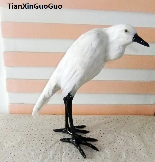 Моделирование белый маленький цапля птица жесткий модель полиэтилен и меха большой 25x10x30 см ремесленного украшение подарок s0804