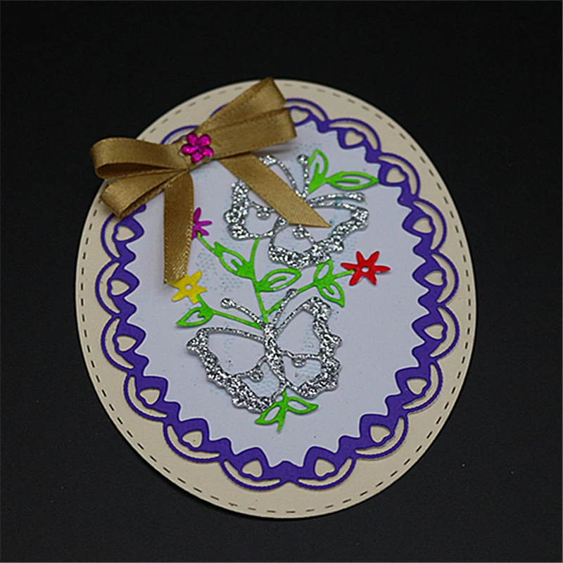 

Round floral border and butterfly Metal Cutting Dies Scrapbooking Embossing Dies DIY Decorative Cards Cutting Dies Cut Stencils