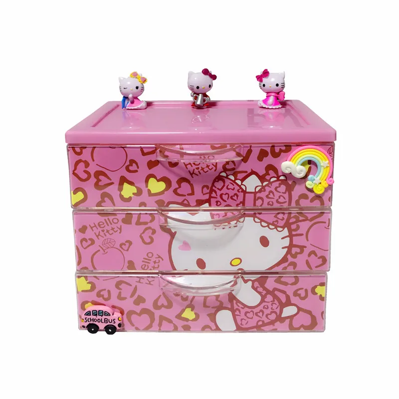

Creative Cute Cartoon Desktop Drawer Storage Box Hello Kitty Multi Layer Plastic Make Up Organizer Hot Girl Adult Gift Preferred
