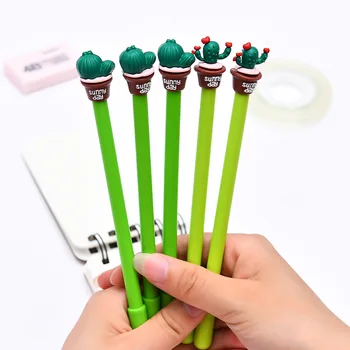

2 PCS 0.5mm Cute Kawaii Cactus Gel Pens Lovely Succulent Plants Pen for Kids Stationery Gift School Supplies