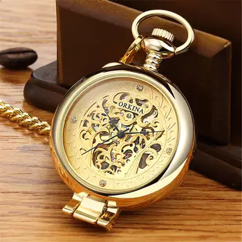 

ORKINA Antique Skeleton Mechanical Pocket Watch gift Men Chain Necklace Business Casual Pocket & Fob Watches Luxury Watch