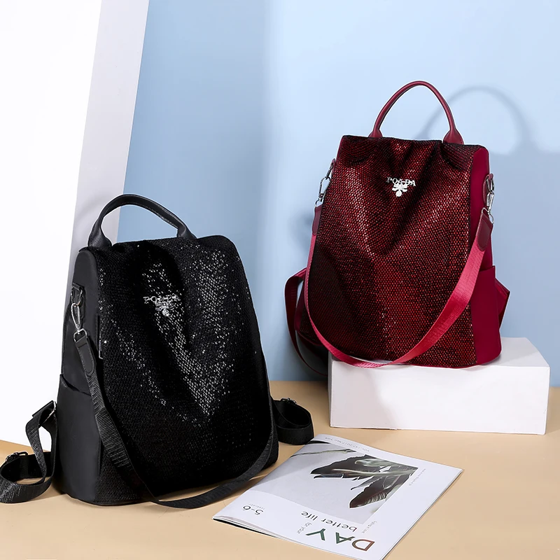 Модный женский рюкзак с блестками, высококачественный Многофункциональный маленький рюкзак с защитой от кражи, женская сумка на плечо, сумка для отдыха и путешествий