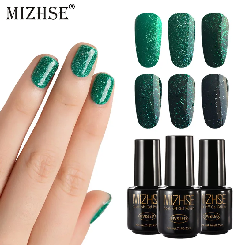 

MIZHSE Green Diamond Color Nail Varnish UV gel for LED Lamp Soak Off Gel Polish Soak Off Nail UV Gel Polish Nail Art Lacquer