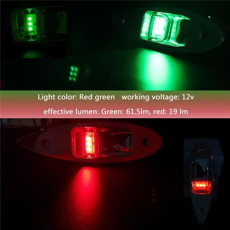 1 пара 12 В светодиодный фонарь для навигации красный+ зеленый заподлицо для морской лодки RV светодиодный фонарь для боковой навигации водонепроницаемый световой сигнал