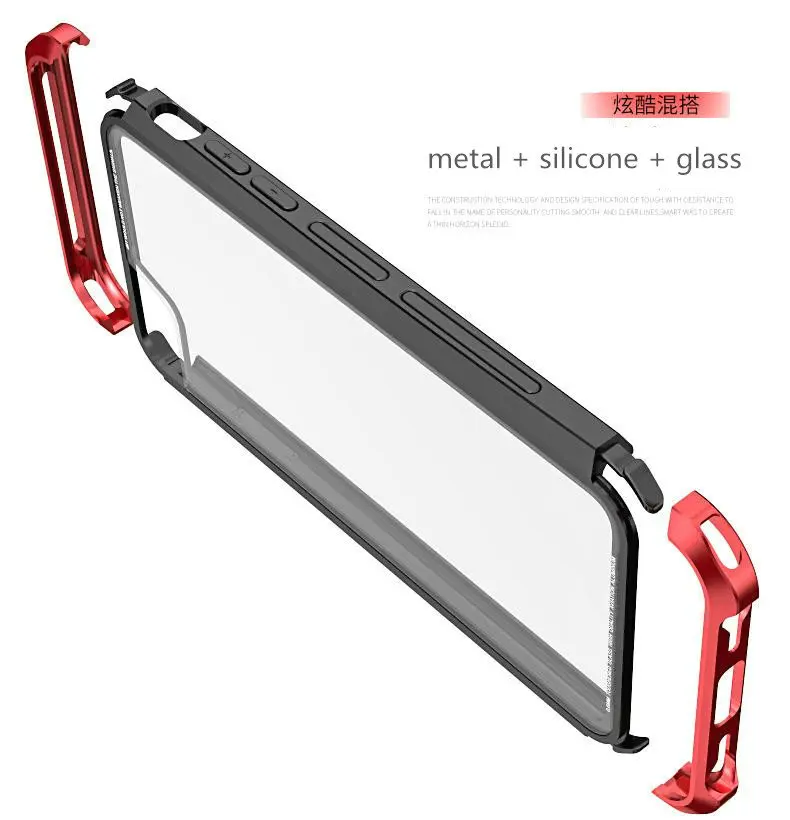Чехол LUPHIE для iPhone X 8 7 6 6 S Plus противоударный металлический бампер прозрачная задняя крышка из закаленного стекла для iPhone 6 6 S Прозрачный чехол