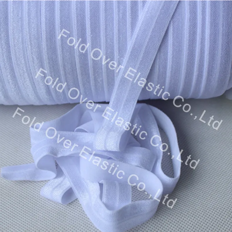 

Free shipping shiny029 white 15mm fold over elastic, 100yard per roll, good elasticity elastic for hair ties headbands