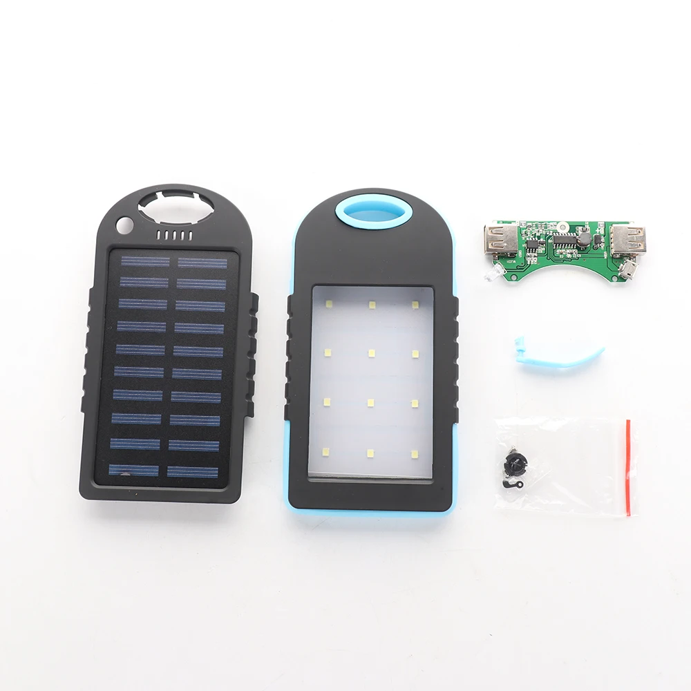 

1PC 5000 mah Dual-USB Solar LED Power Bank Charger Case DIY Waterproof Dual USB+No Battery