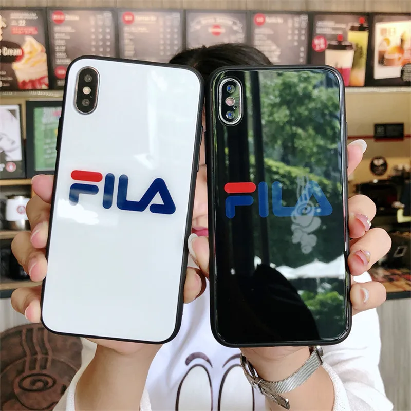 GYKZ Luxury Italy Sports Brand Glossy Phone Case For iPhone 7 X XS MAX XR 6 6s 8 Plus HD Glass Hard Fashion Trend Fundas Cover