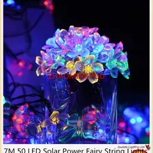 20 шт. Солнечная энергия сказочные гирлянды 7 м 50 светодиодный Цветок персика декоративные садовые лужайки патио Рождественские елки Свадебная вечеринка