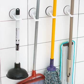 

DeHub Sucker Wall Mounted Mop Holder Storage Rack Hooks Brush Broom Organizer Hanger Home Bathroom Accessories(2 pcs per set)