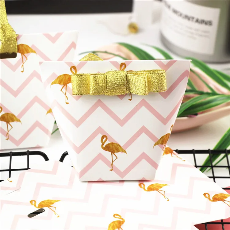 50 шт. Фламинго тропических растений бумажная коробка свадебные сувениры подарки украшения для печенья конфеты подарочная упаковка
