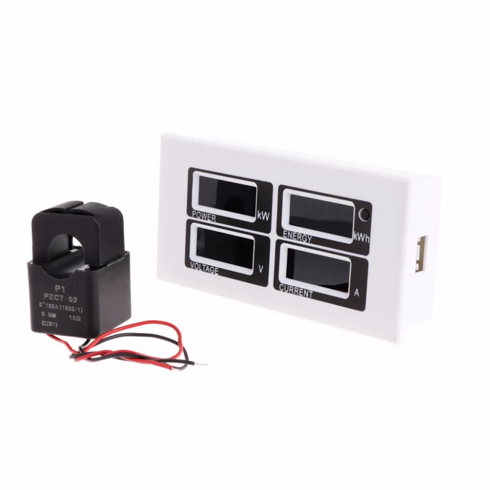 

4 in 1 Digital Ammeter Voltmeter Watt Power Energy Meter AC 80-260 V 100 A P Z EM-004