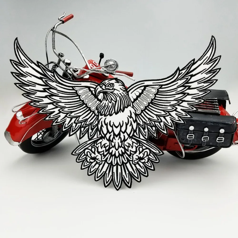 Вышивка Орел татуировки полная задняя размеры funk патч утюг на мотоциклетные нашивки для куртка Костюмы