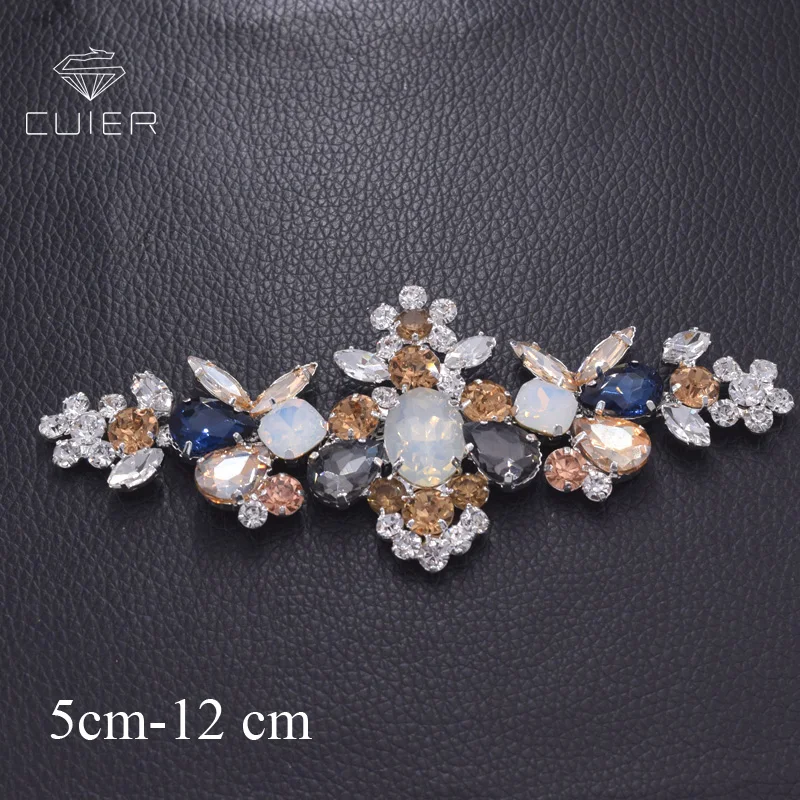 

1Piece Handmade beaded sewing bridal sash crystal opal multi color rhinestone appliques for wedding dresses belt DIY sew on