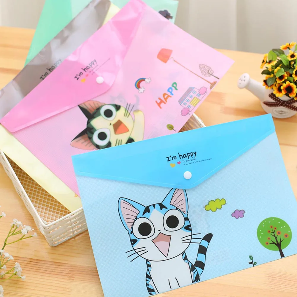 1 Pcs 23.3*33mm Cute Cartoon Cat File Folder Document Filing Bag
