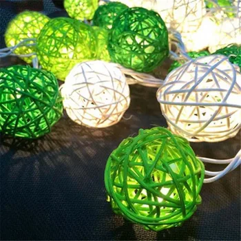 

Green White Thailand Rattan Balls 4M 20LEDs String Fairy lights Garland Balls for Wedding Christmas Party Decorations