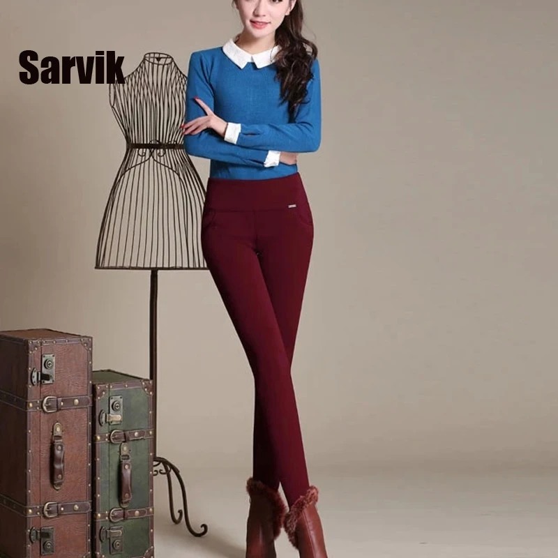 Tanie 2019 kobiet wysokiej talii ołówek spodnie z polaru bez polaru ciepłe spodnie kobiece aksamitne spodnie duże rozmiary biały czarny elastyczne legginsy