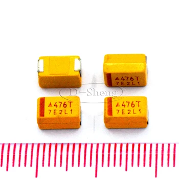 

5pcs/SMD Tantalum capacitor 476T 47UF 50V E E type 7343 Bile capacitor Yellow
