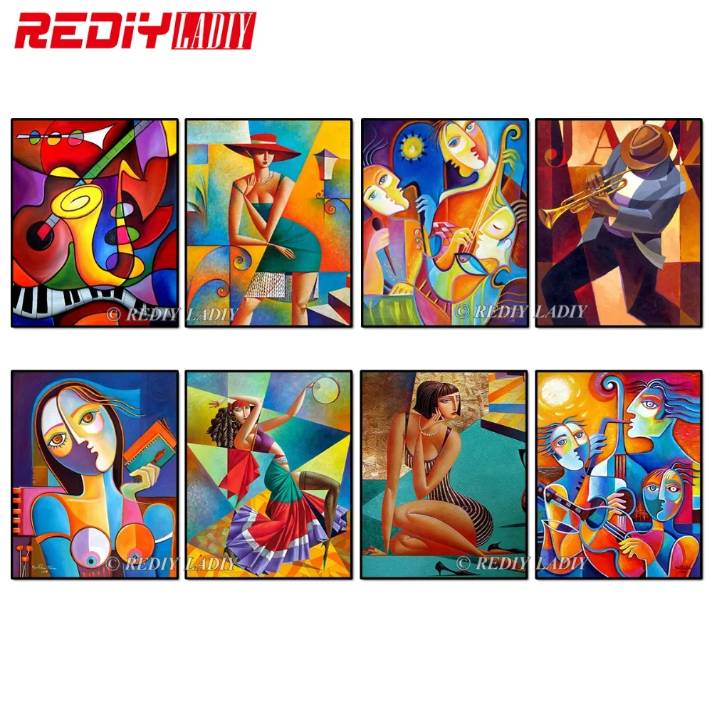 

REDIY LADIY Diamond Painting Cross Stitch 5D Diamond Embroidery Abstract Oil Paint Square Rhinestones Inlay Painting Home Decor