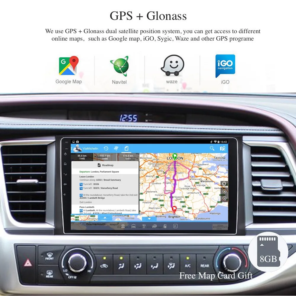 Top Car Radio Android GPS Navi for Toyota Highlander 2014 2015 2016 2017 Autoradio Navigation Head Unit Multimedia HDMI USB AUX RDS 1