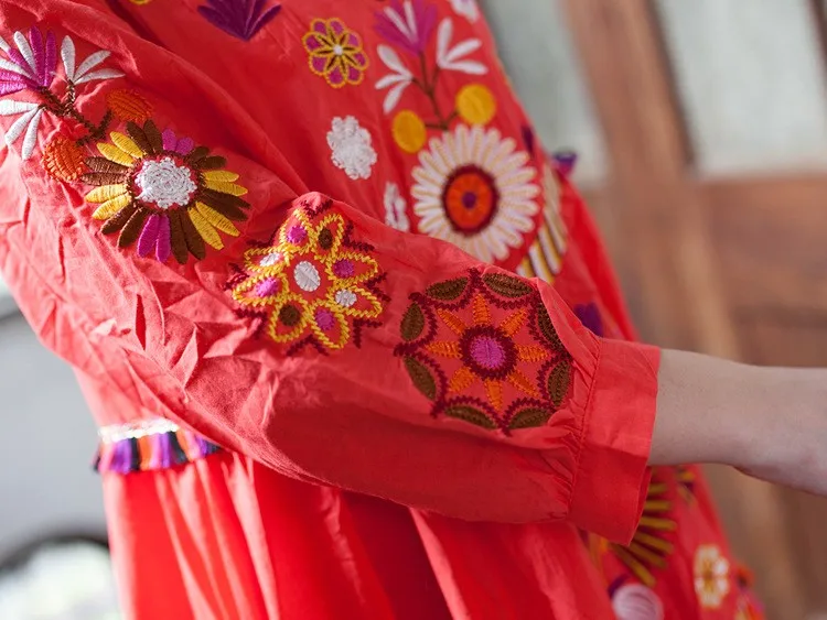 Летняя белая богемная винтажная туника с ручной вышивкой, мексиканское платье, хиппи Пуэбла, ретро хиппи, свободные платья