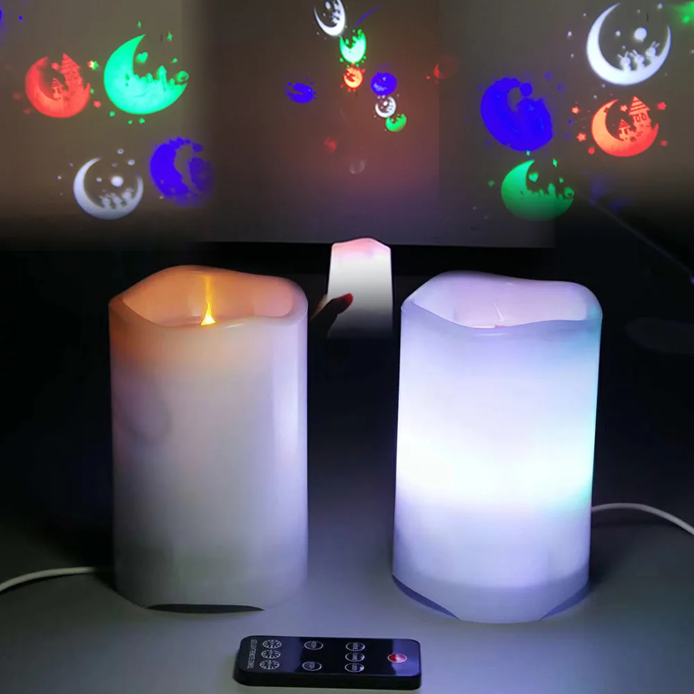 

Projection Lamp Flameless LED Candle Battery Operated with Candy Moon Projection Remote Control HVR88