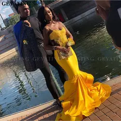 Пикантные черные сапоги «Русалочка» для девочек желтые платья на выпускной 2019 длинные элегантные большого размера в африканском стиле