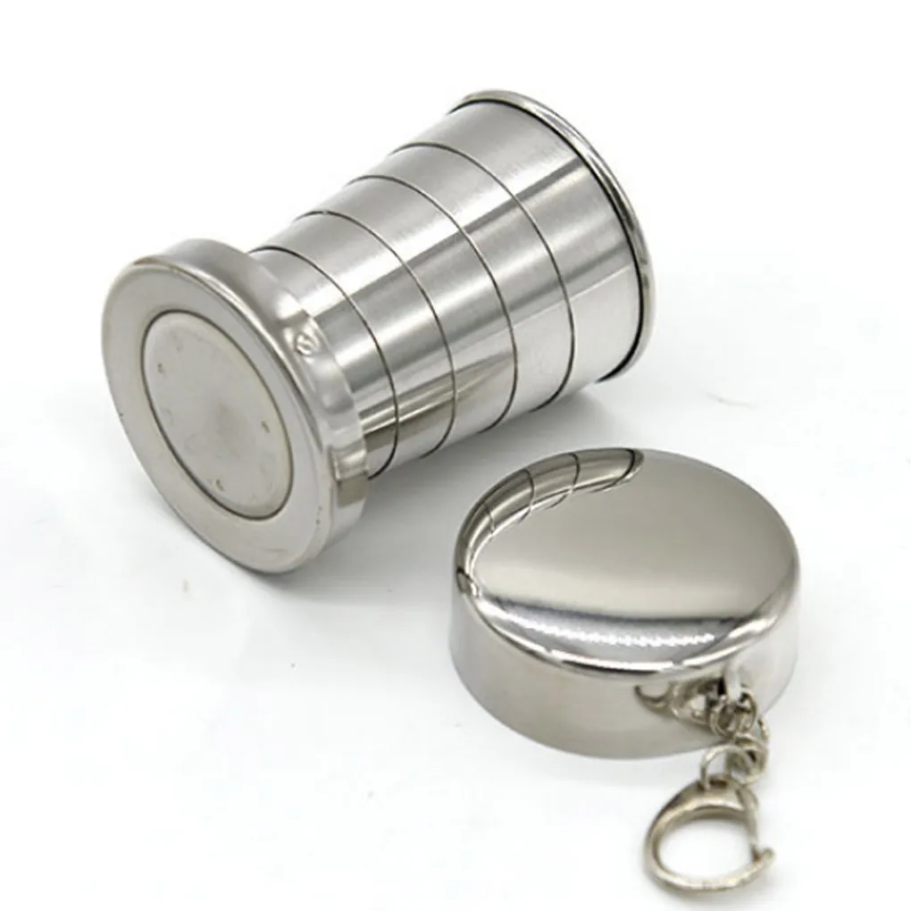 75ML Stainless steel folding cup stainless steel folding retractable cup folding cup blackjack cup Teacups Teaware folding glass|Teacups| - AliExpress
