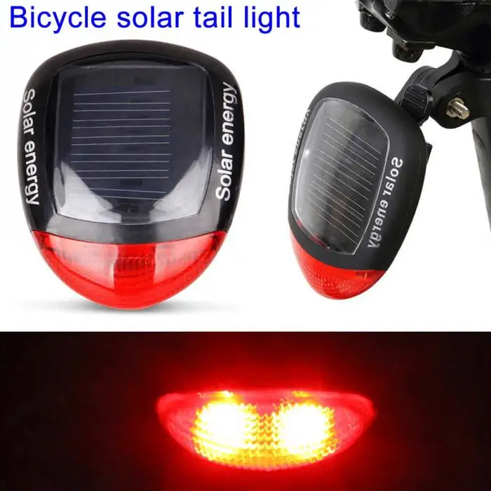 Flash Deal Newly Solar LED Bicycle Light Safety Night Cycling Lights Rear Flashlight Bike Lamp Backlight Taillight 19ing 2