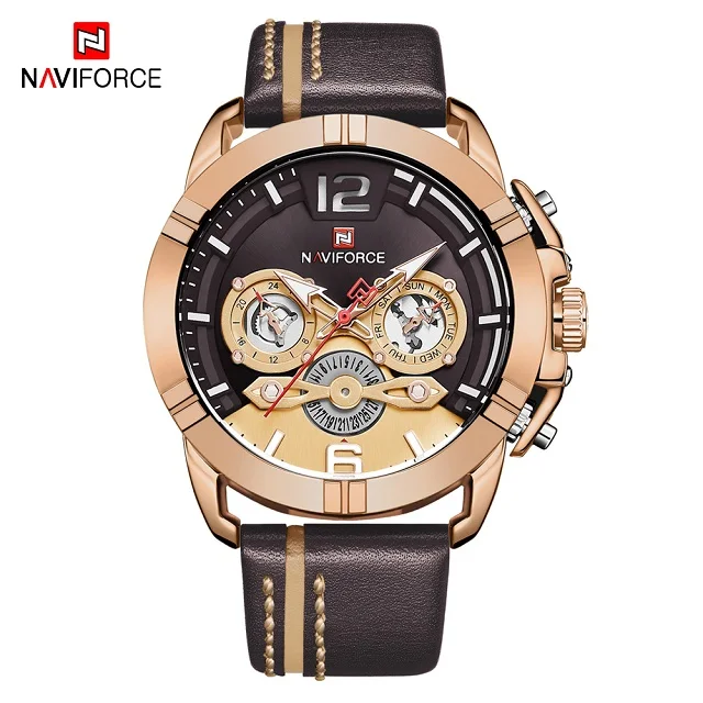 NAVIFORCE Luxury Mens Watches Fashion Sport Men Quartz Wrist Watch Top Brand Waterproof Chronograph Watch Relogio Masculino - Цвет: Rose Gold