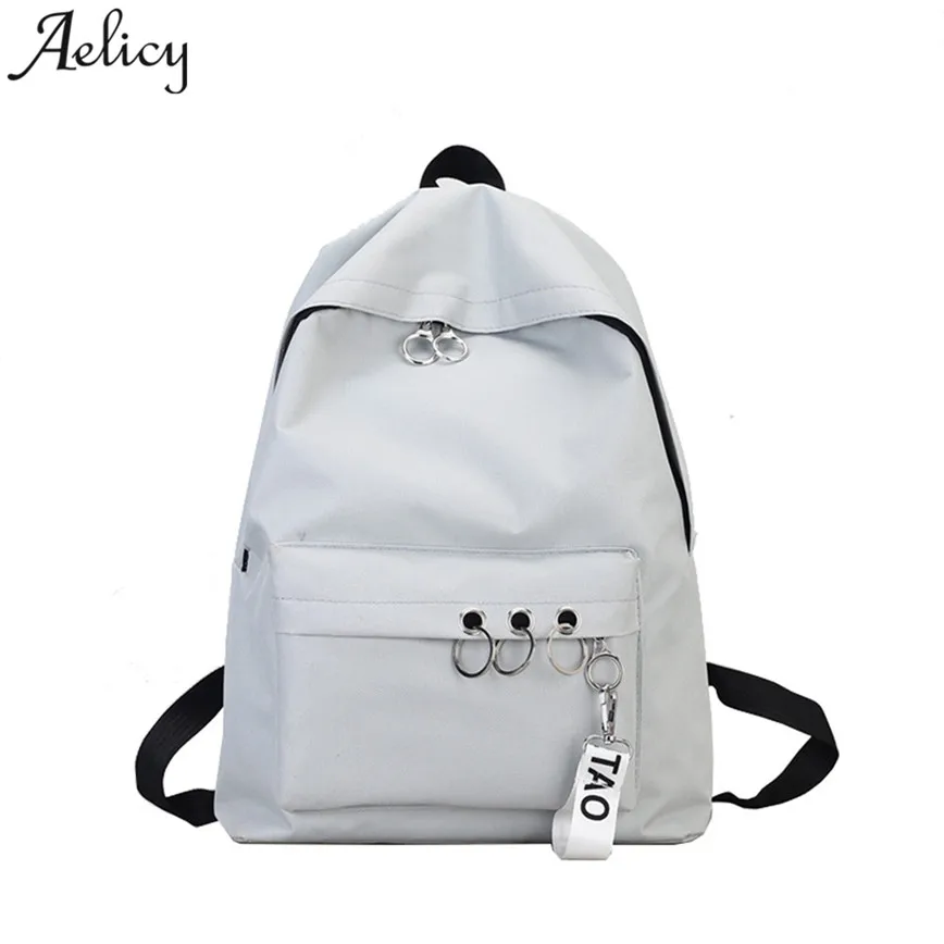 Aelicy, модные женские сумки для книг на плечо с кольцом, ранец для путешествий, рюкзак для девочек-подростков, горячая новинка, школьная сумка через плечо - Цвет: Светло-серый